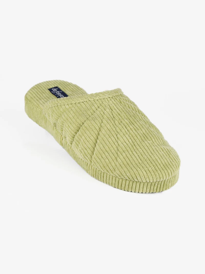 Pantofole donna in tessuto a costine - verde