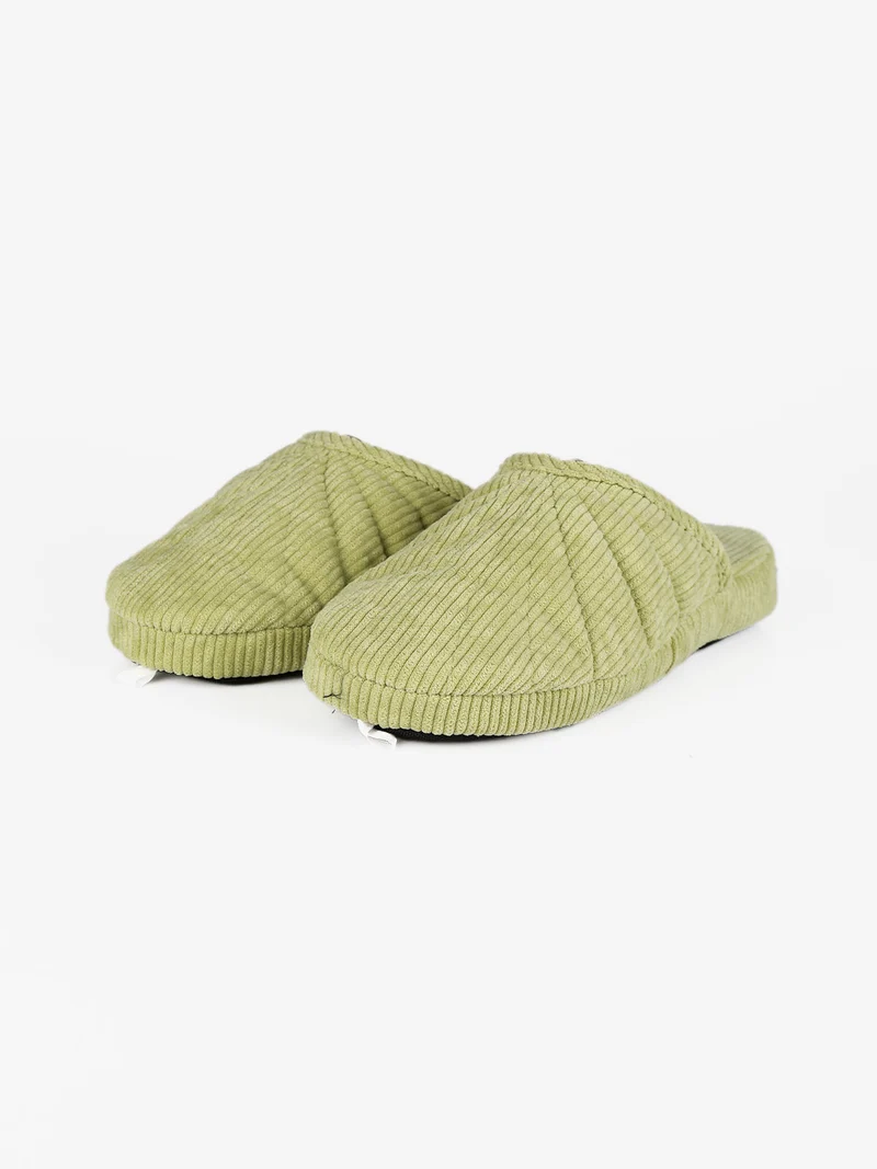 Pantofole donna in tessuto a costine - verde