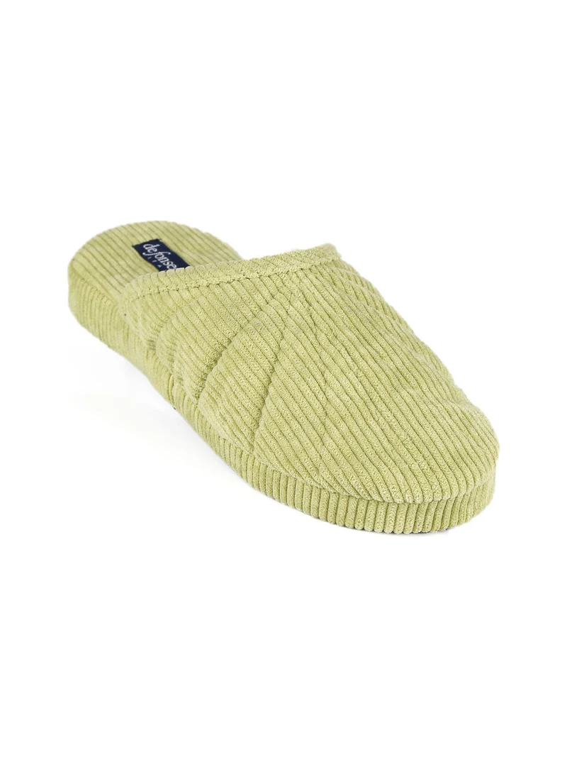 Pantofole donna in tessuto a costine - verde