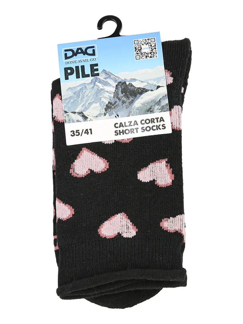 Calze corte da donna in pile con cuori - nero