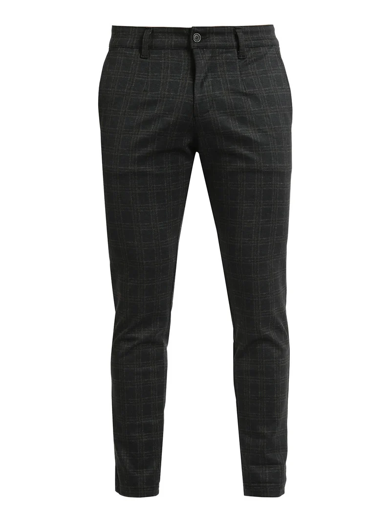 Pantaloni casual da uomo a quadri - nero