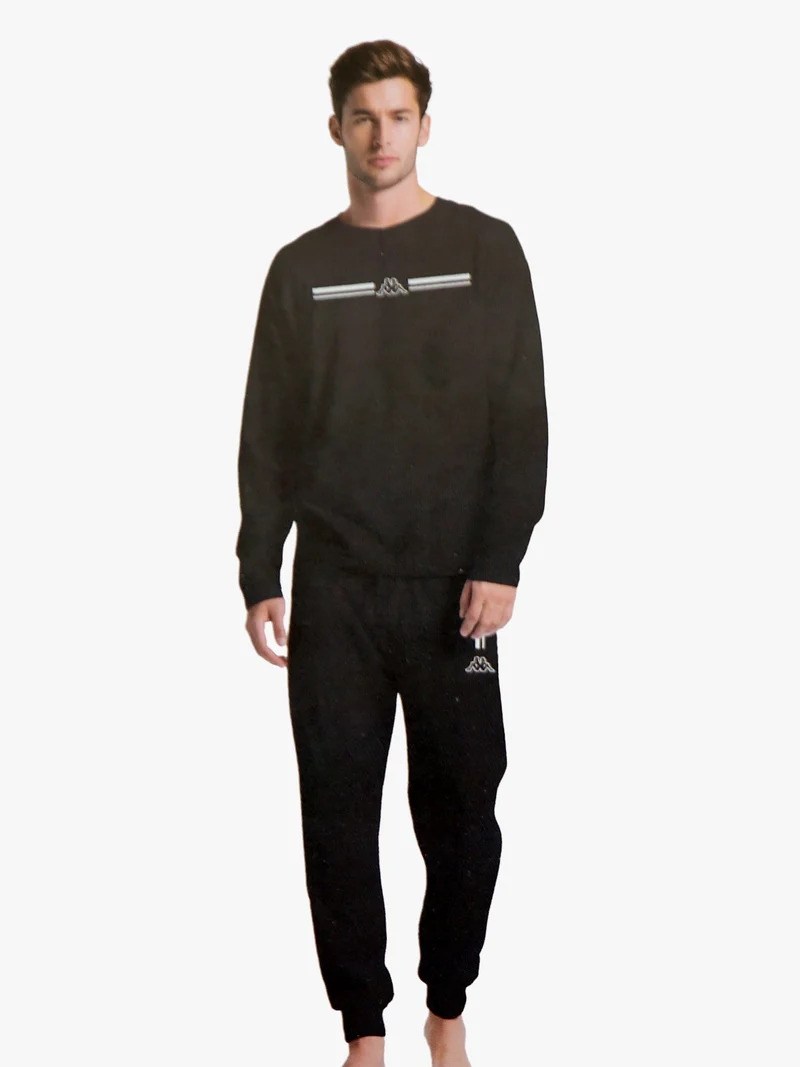 Pigiama lungo da uomo in cotone - nero