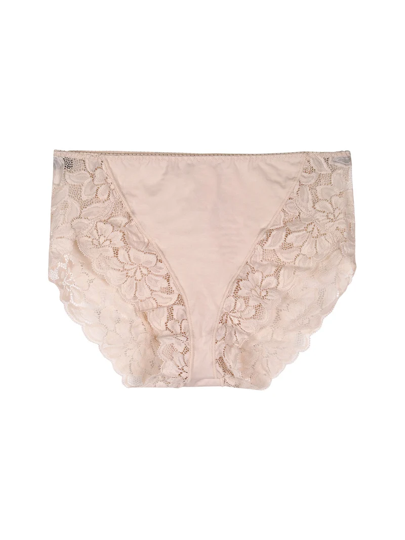 Slip midi donna in pizzo - cipria