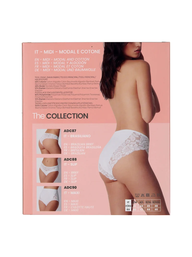 Slip midi donna in pizzo - cipria