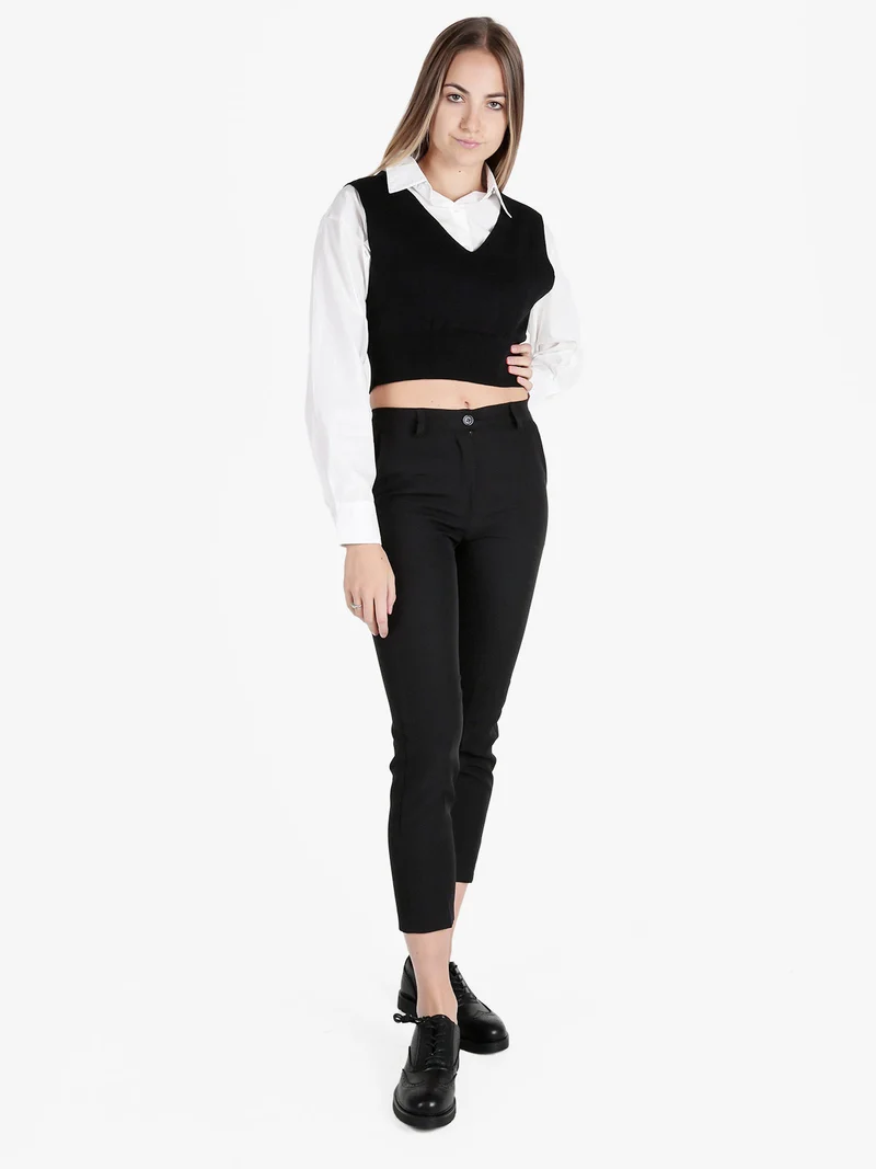 Pantaloni donna modello capri - nero