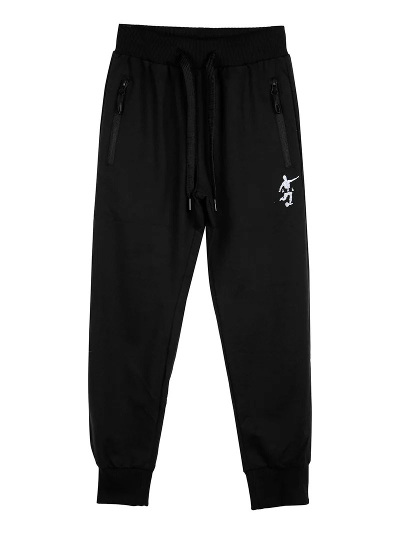 Pantaloni tuta da bambino con coulisse e polsini - nero