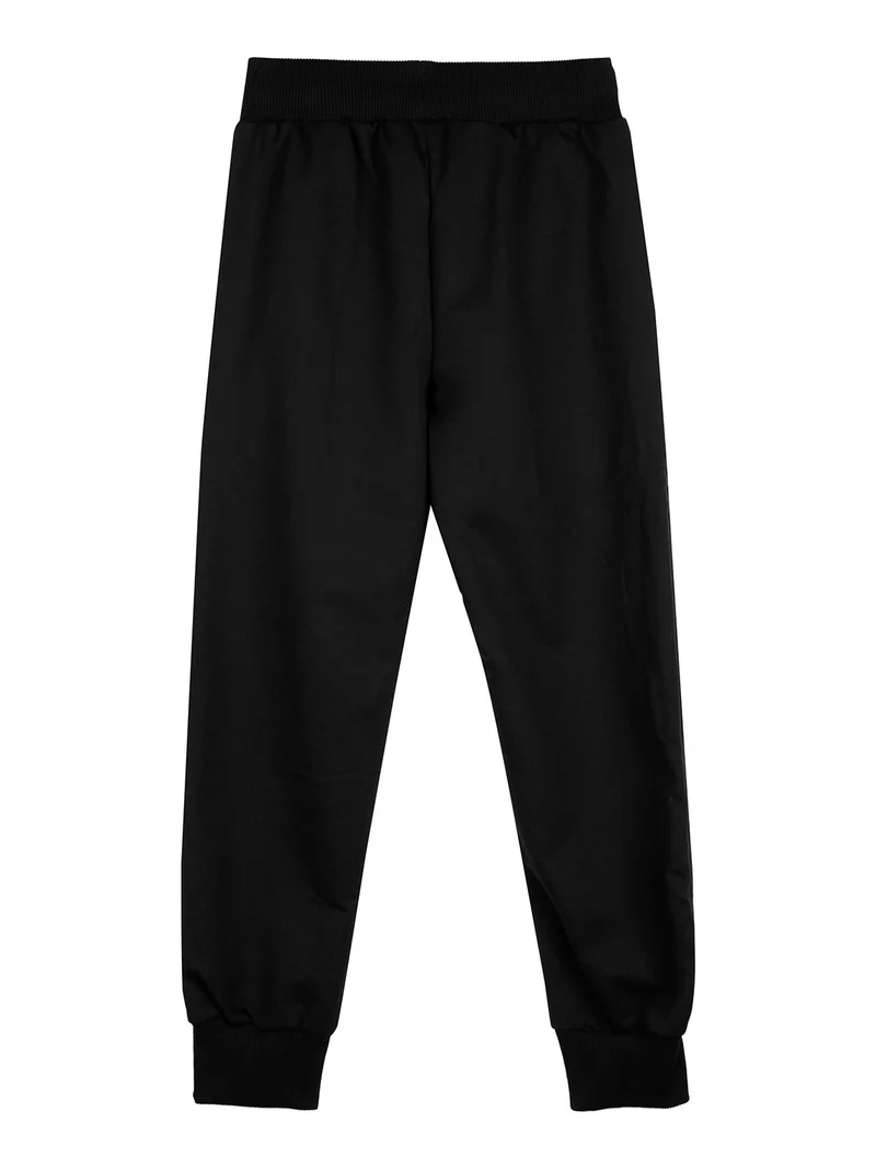 Pantaloni tuta da bambino con coulisse e polsini - nero