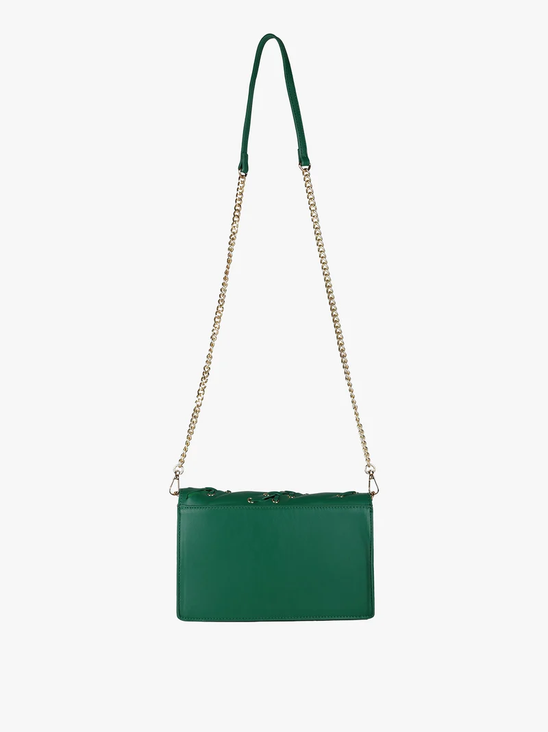 Borsa rigida a tracolla con manico a catena - verde