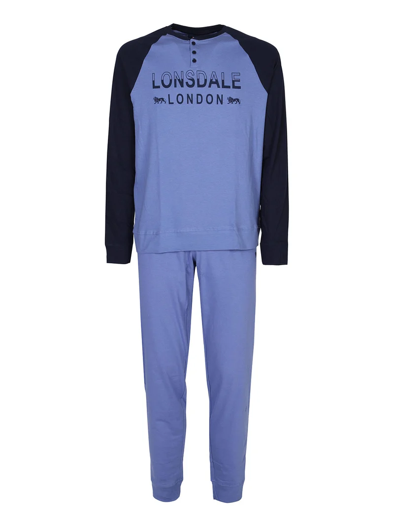 Pigiama lungo da uomo in cotone - blu