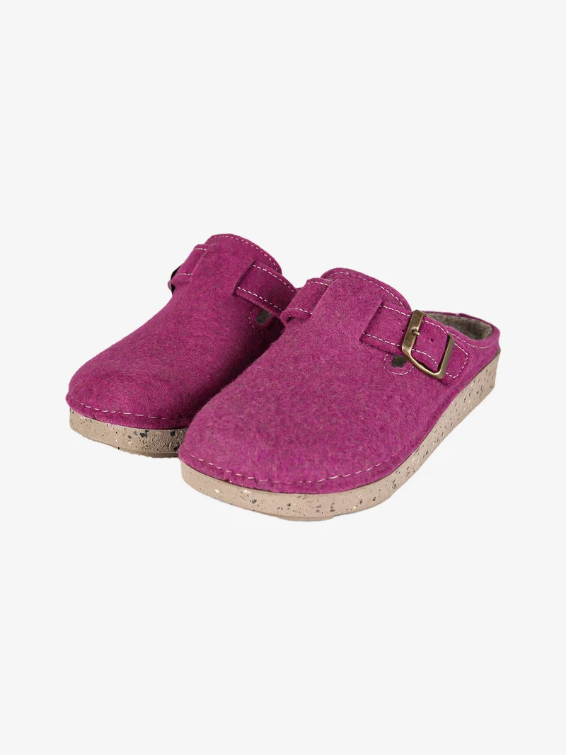 Pantofole donna in feltro con fibbia - porpora