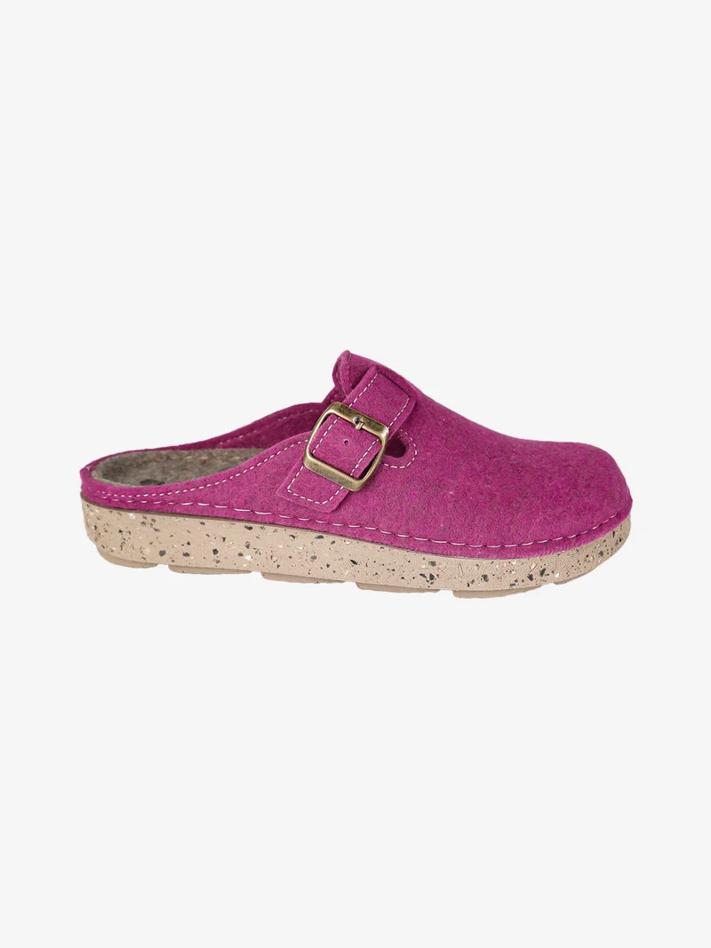 Pantofole donna in feltro con fibbia - porpora