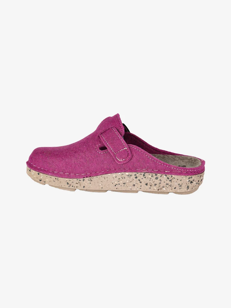 Pantofole donna in feltro con fibbia - porpora