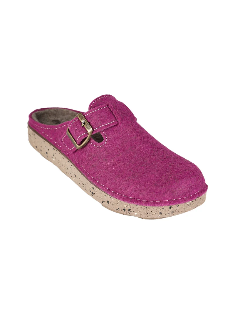 Pantofole donna in feltro con fibbia - porpora