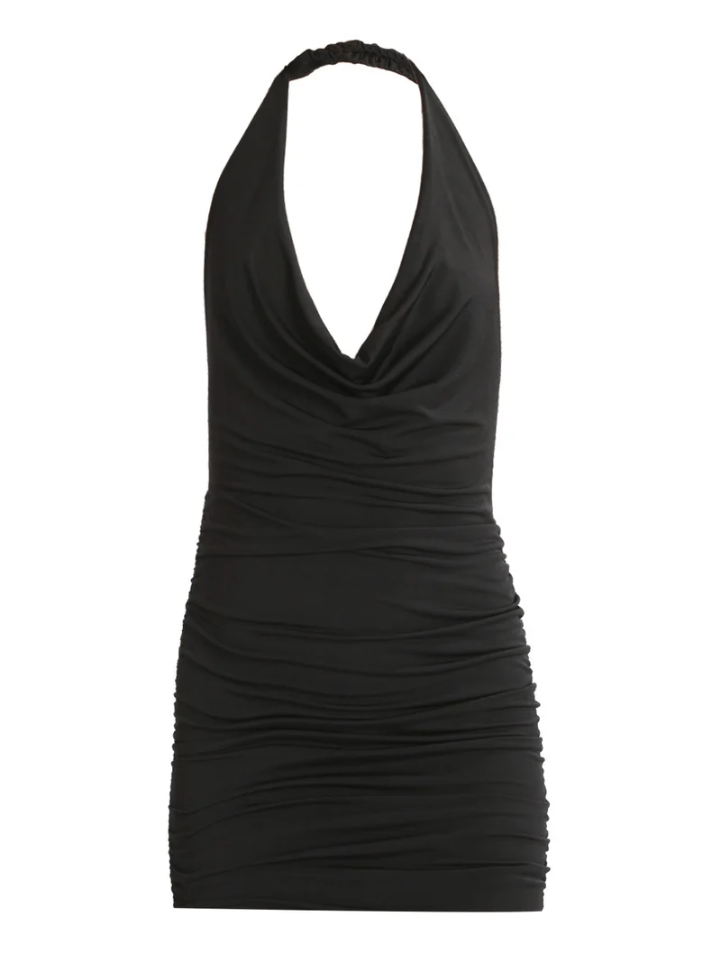 Mini abito donna con schiena e spalle scoperte - nero