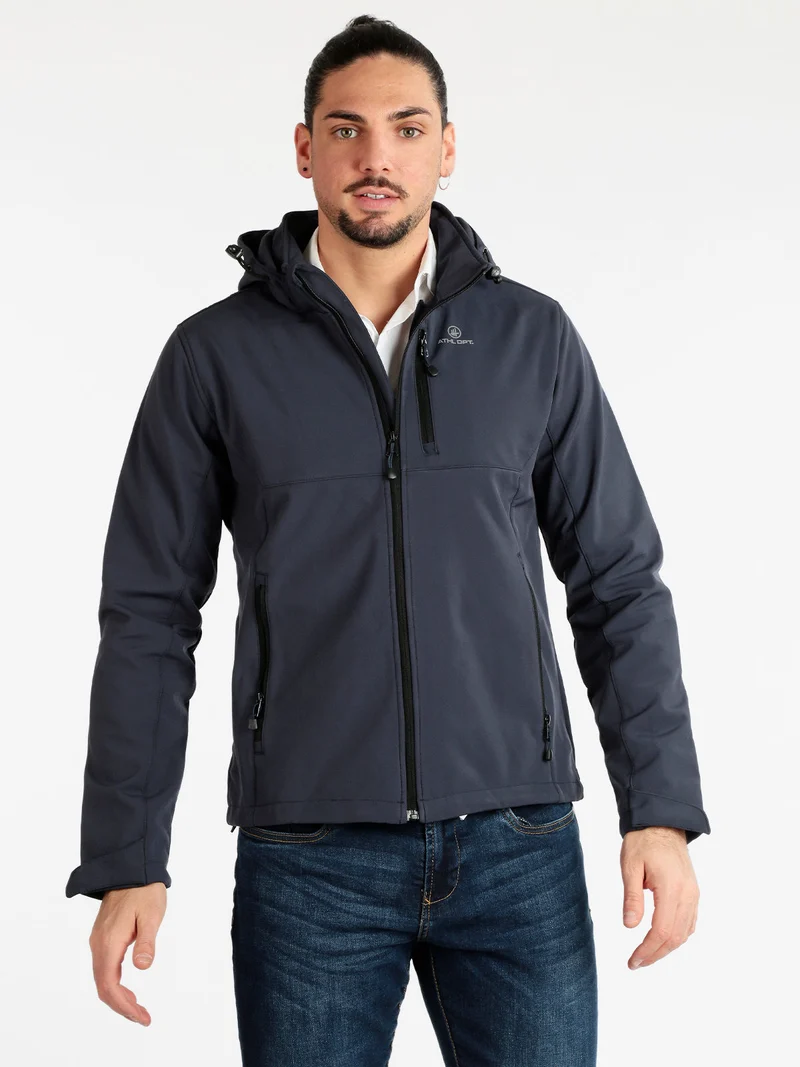 Giacca a vento da uomo con cappuccio - blu scuro