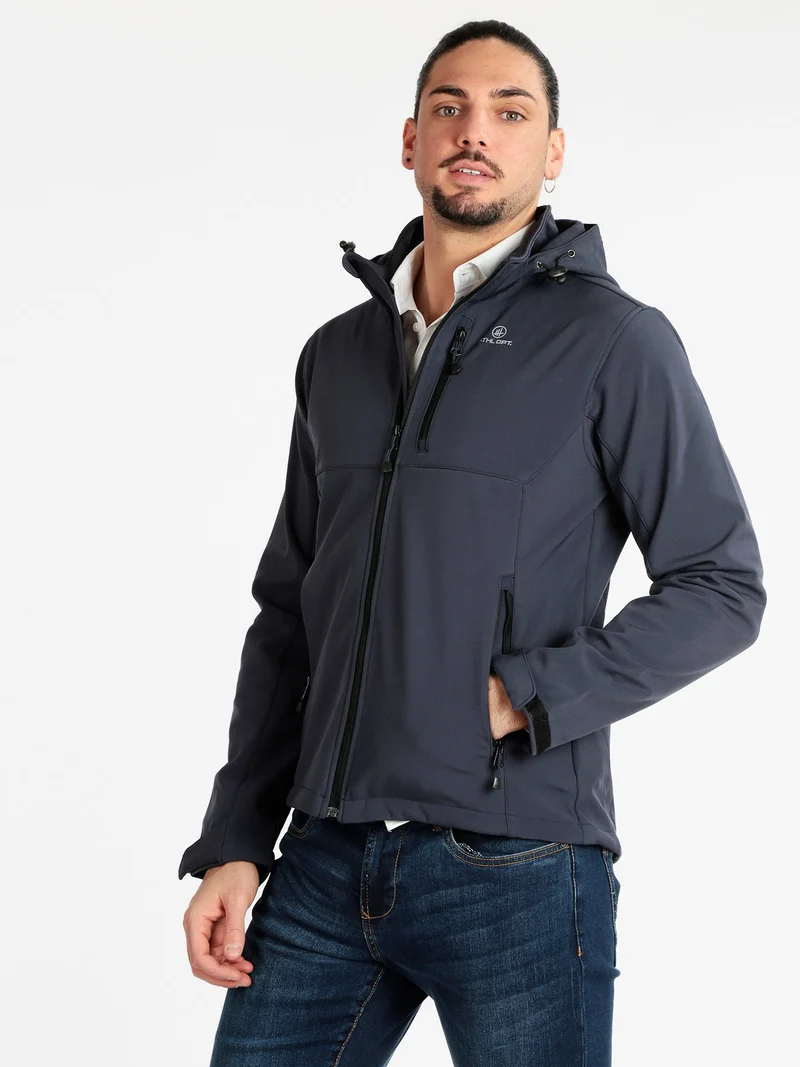 Giacca a vento da uomo con cappuccio - blu scuro