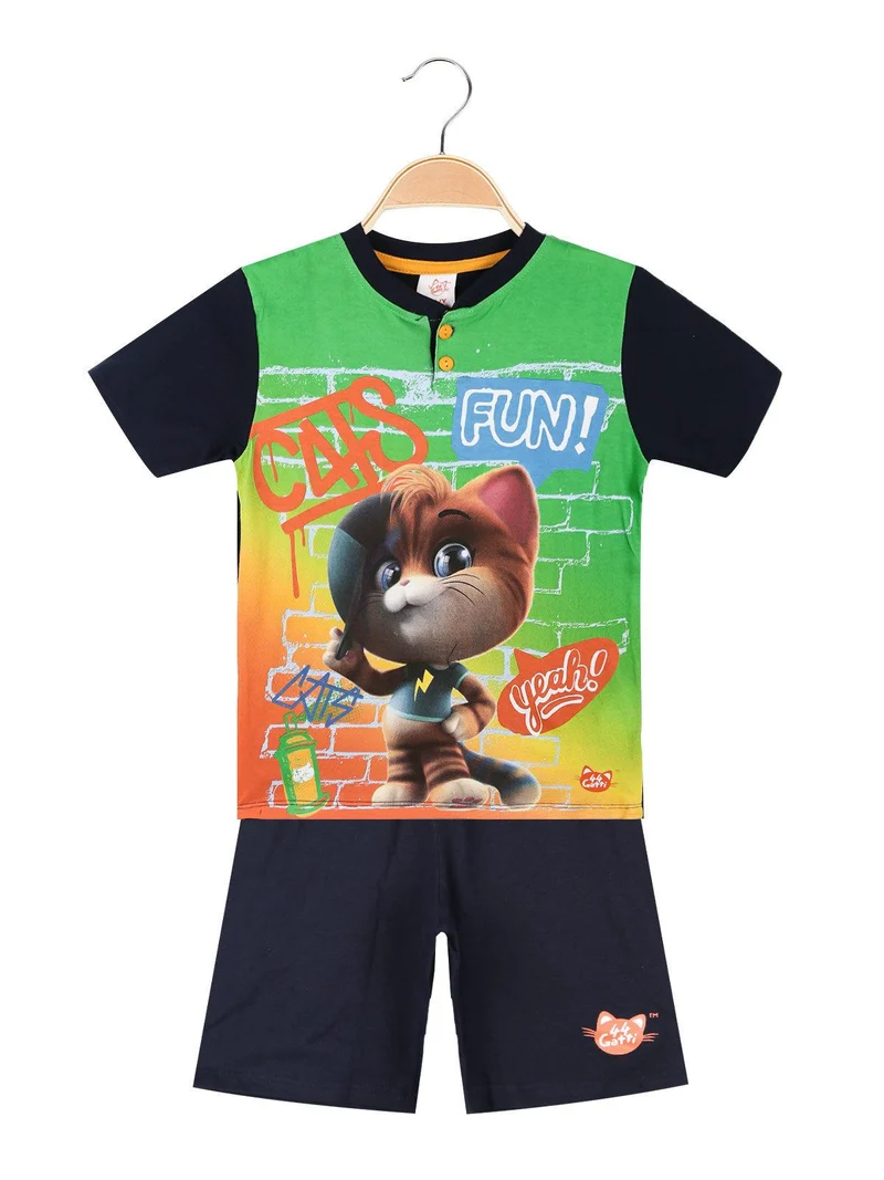 Pigiama corto da bambino con stampa - blu scuro