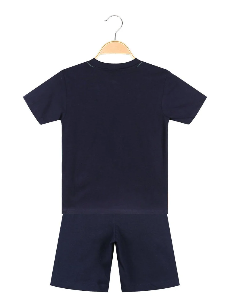 Pigiama corto da bambino con stampa - blu scuro