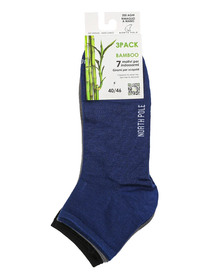 Confezione da 3 paia di calze corte da uomo in bamboo - grigio chiaro