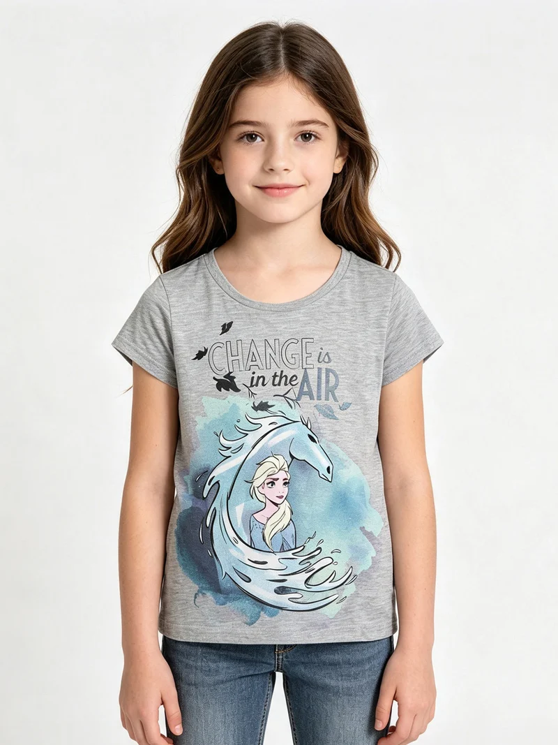 T-shirt bambina in cotone con stampa - grigio