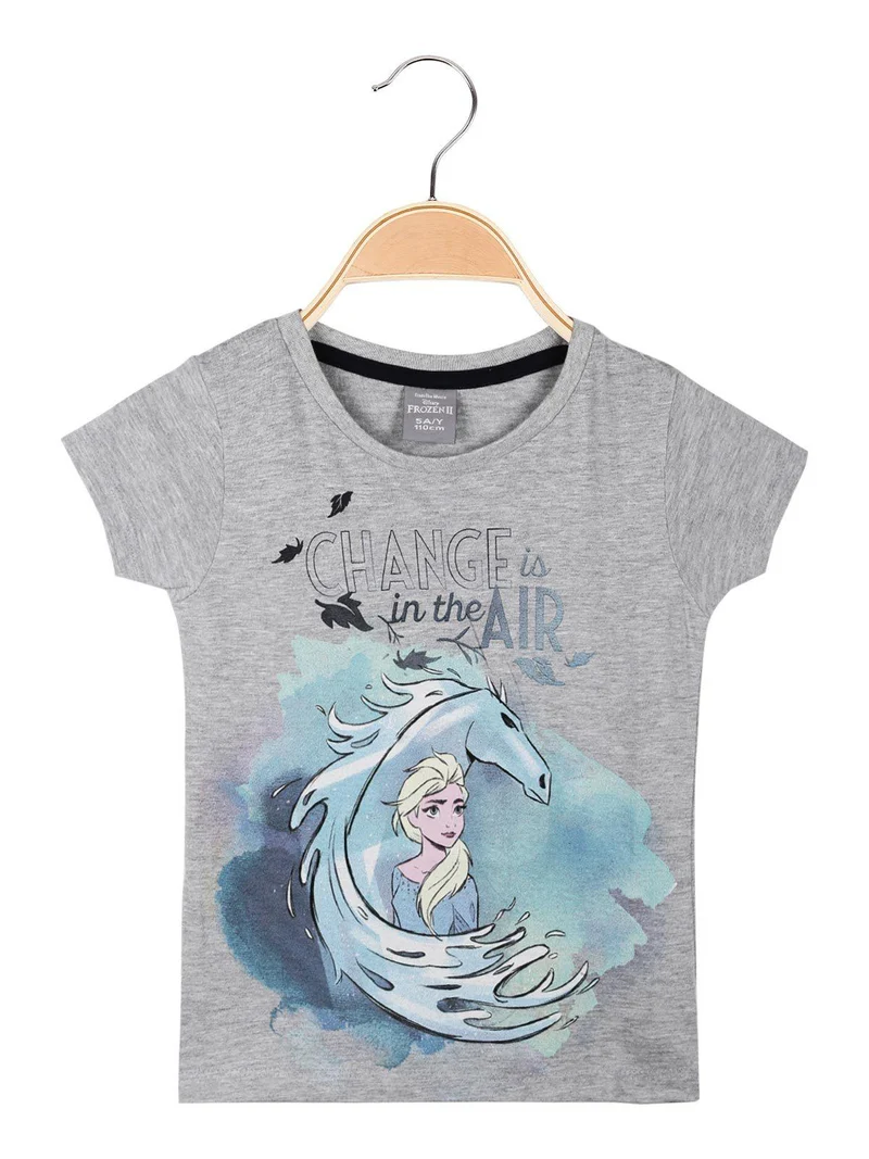 T-shirt bambina in cotone con stampa - grigio