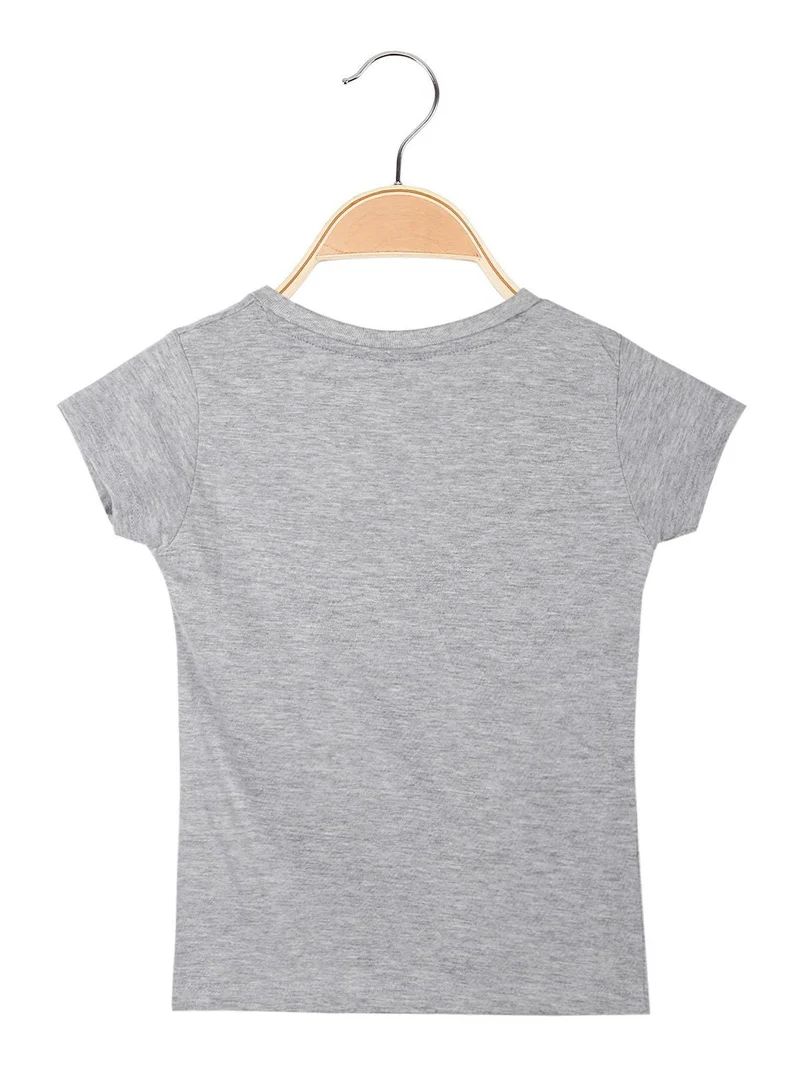 T-shirt bambina in cotone con stampa - grigio