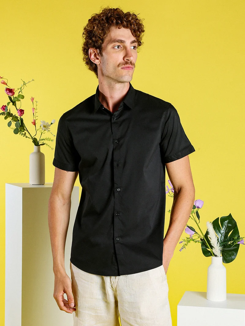 Camicia da uomo a maniche corte - nero