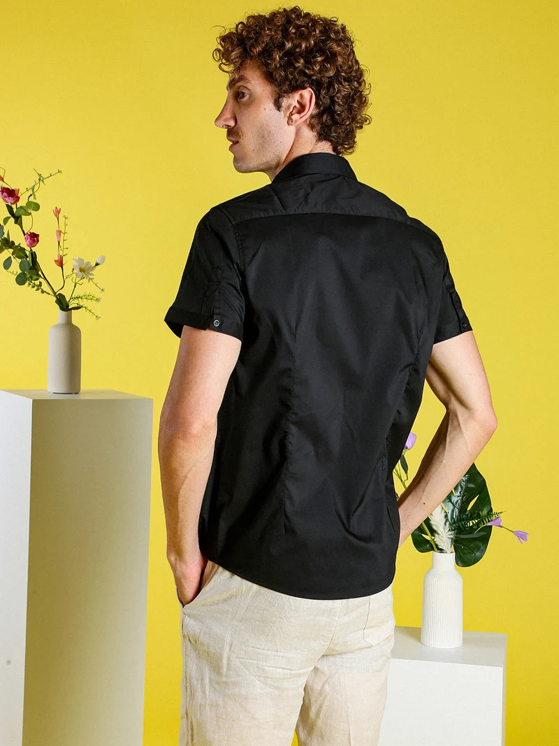 Camicia da uomo a maniche corte - nero