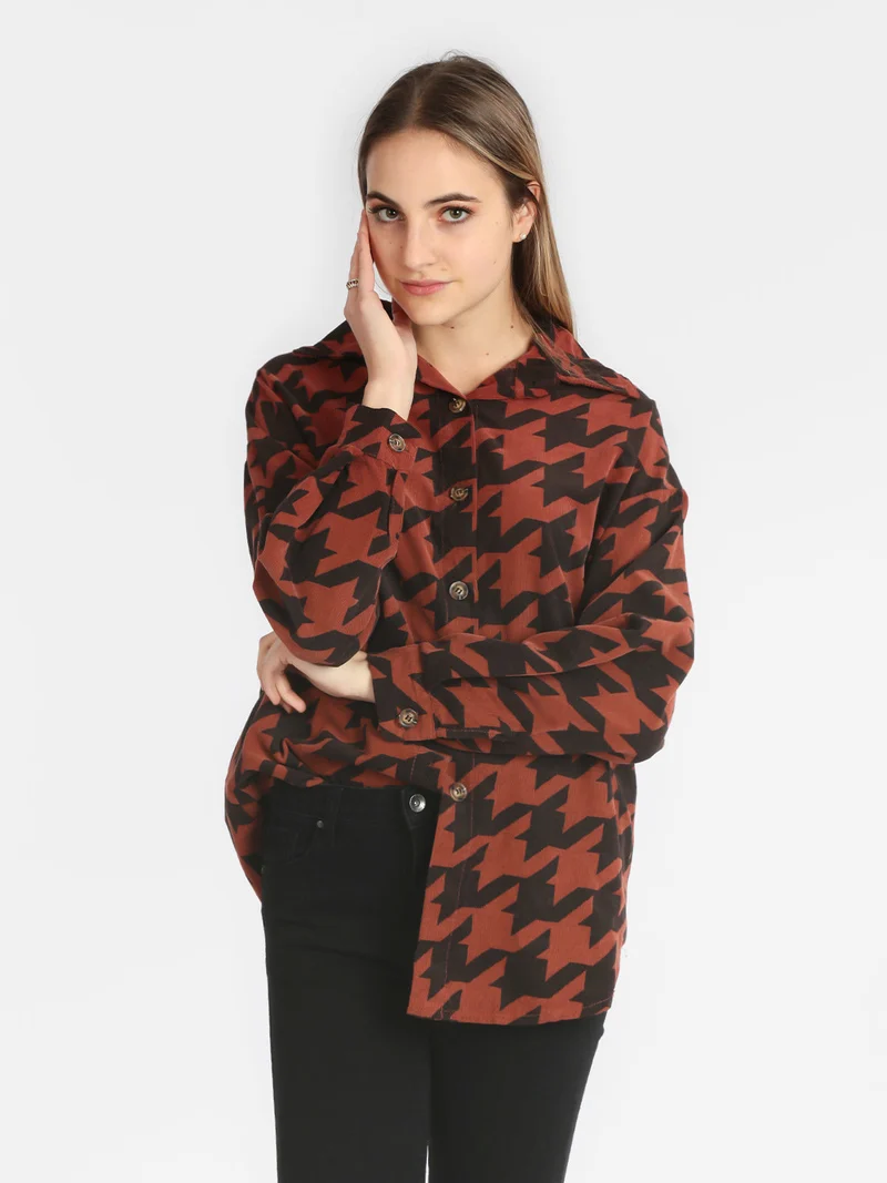 Maxi camicia donna oversize in cotone vellutato - bordeaux