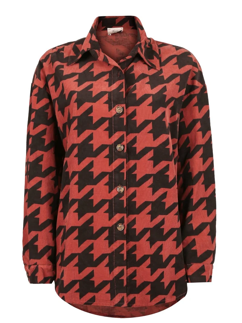 Maxi camicia donna oversize in cotone vellutato - bordeaux
