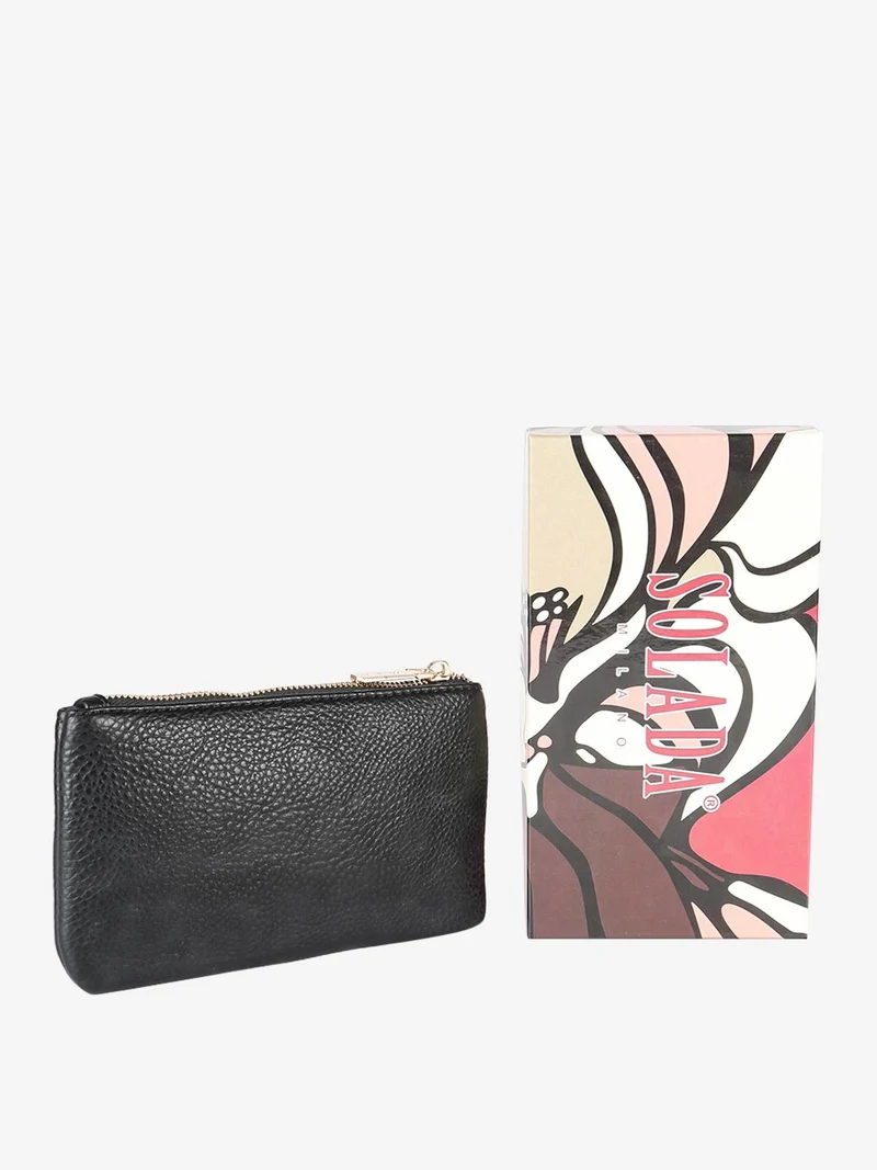 Bustina donna in ecopelle con cerniera - nero