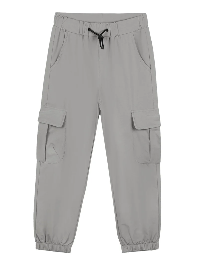 Pantaloni cargo da bambino con tasconi e polsini - grigio chiaro