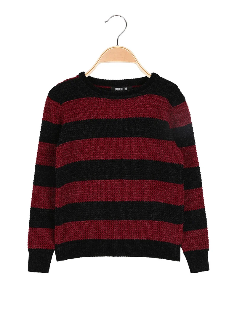 Maglione da bambino a blocchi di colore - bordeaux
