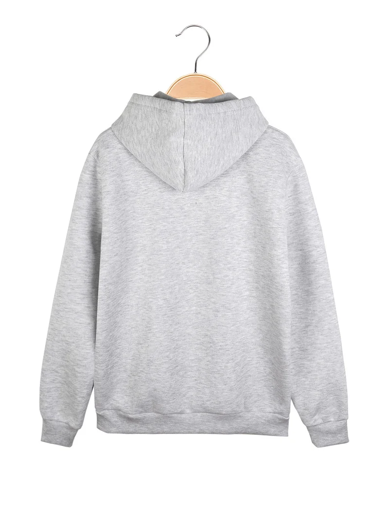 Felpa da ragazzo con cappuccio e zip - grigio