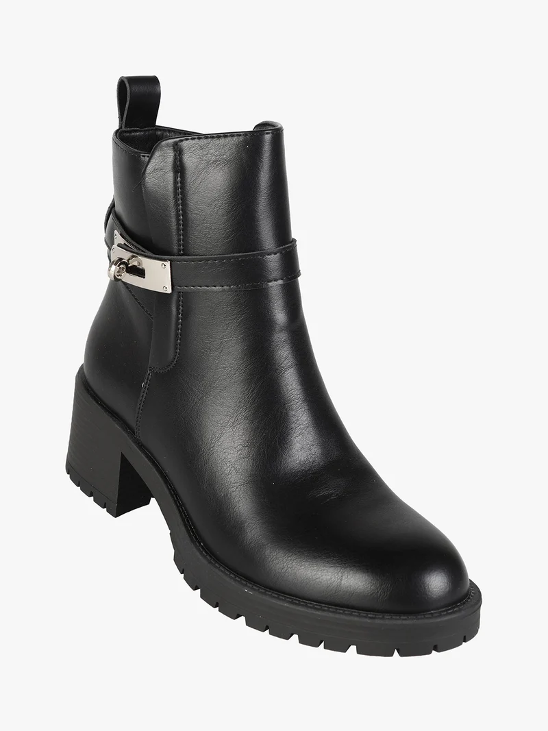 Stivaletti donna con tacco largo - nero