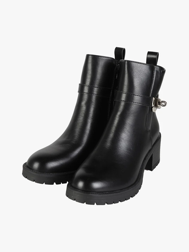 Stivaletti donna con tacco largo - nero