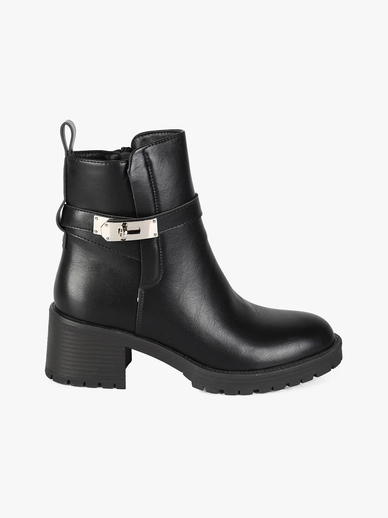 Stivaletti donna con tacco largo - nero
