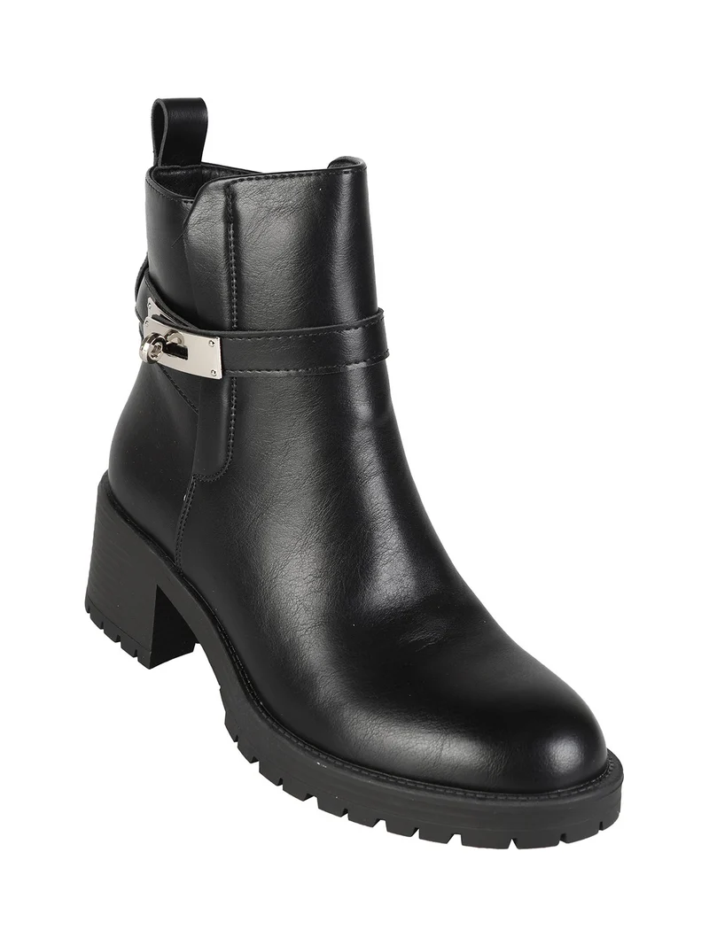 Stivaletti donna con tacco largo - nero