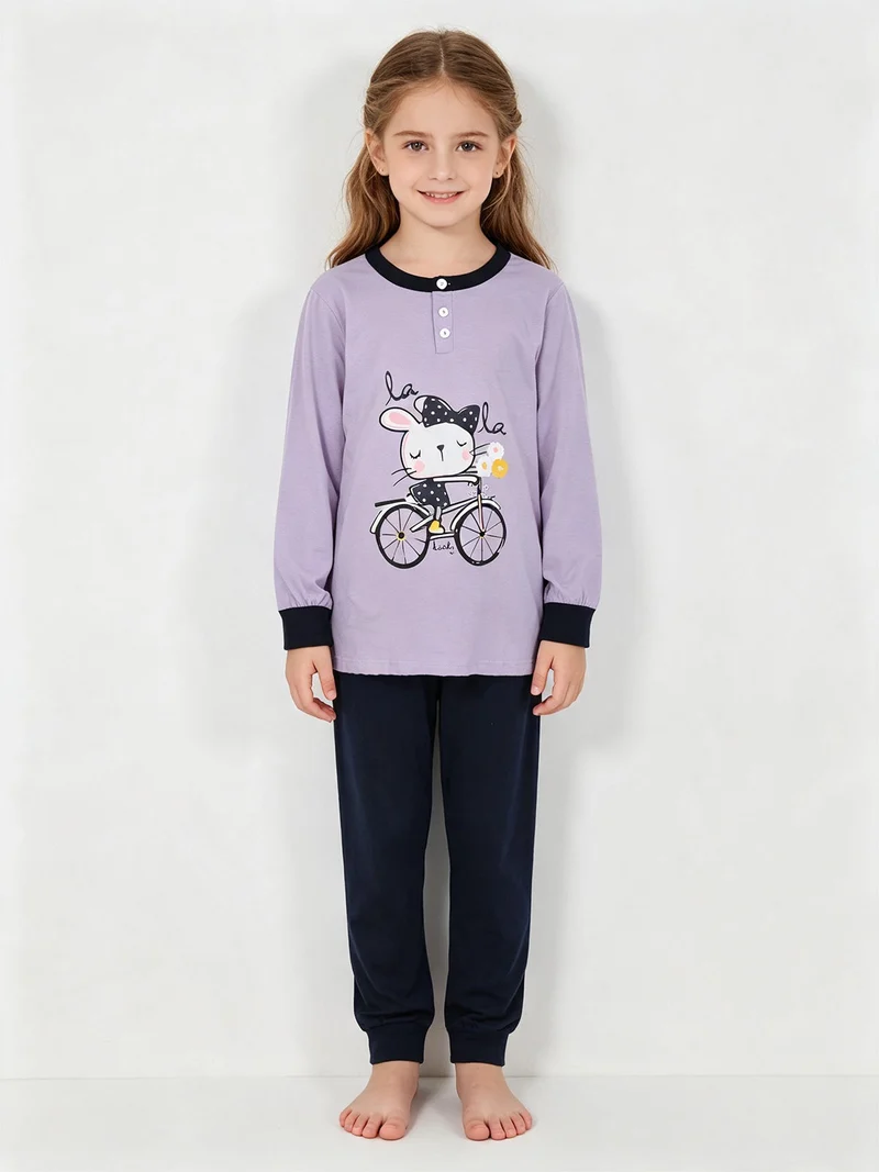 Pigiama lungo in cotone - lilla