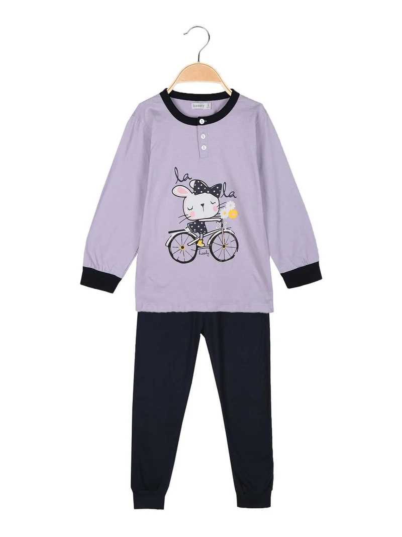 Pigiama lungo in cotone - lilla