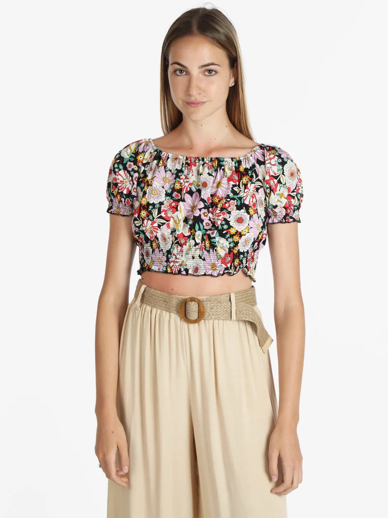 Top cropped floreale donna