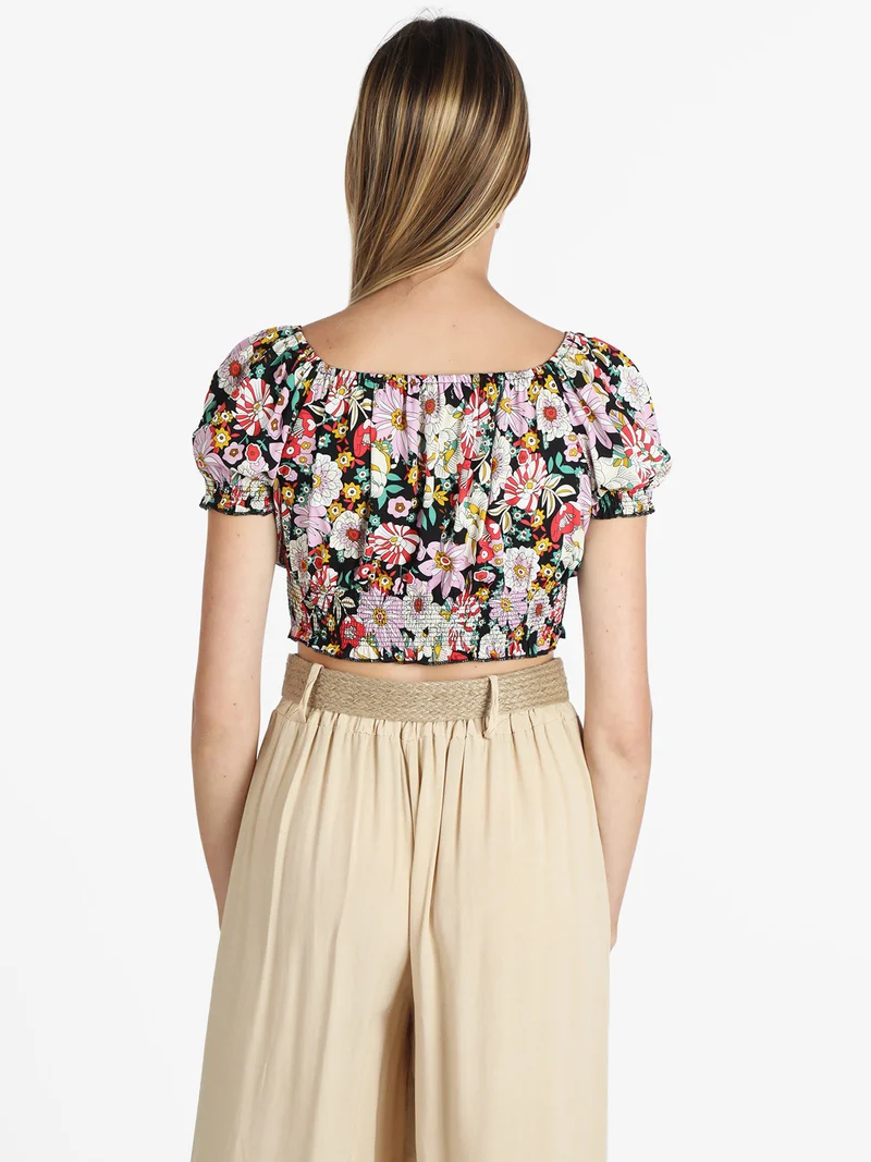 Top cropped floreale donna