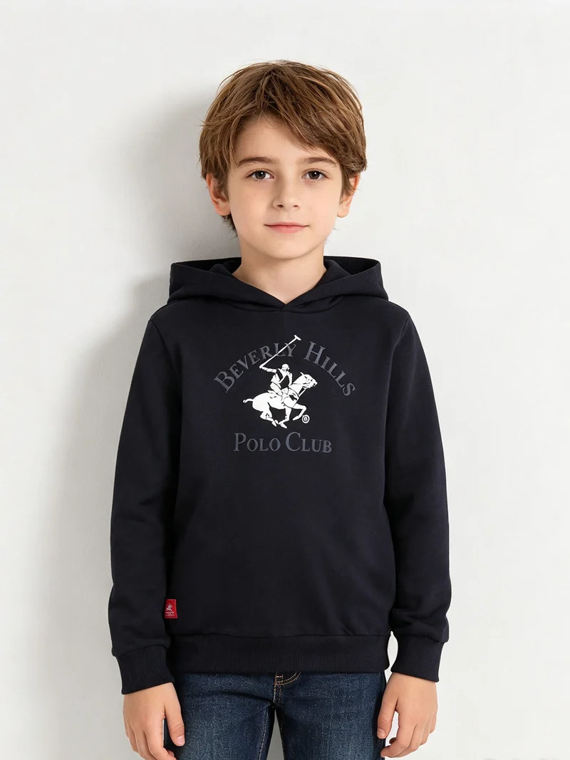 Felpa da bambino con cappuccio e tasche laterali - blu scuro