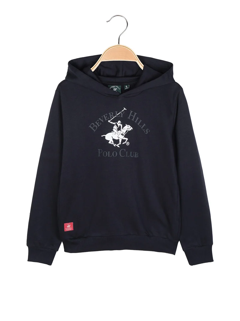 Felpa da bambino con cappuccio e tasche laterali - blu scuro
