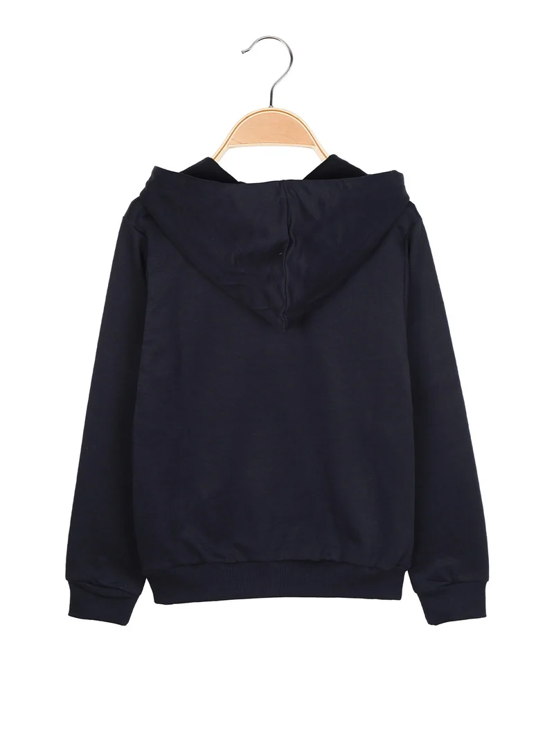 Felpa da bambino con cappuccio e tasche laterali - blu scuro