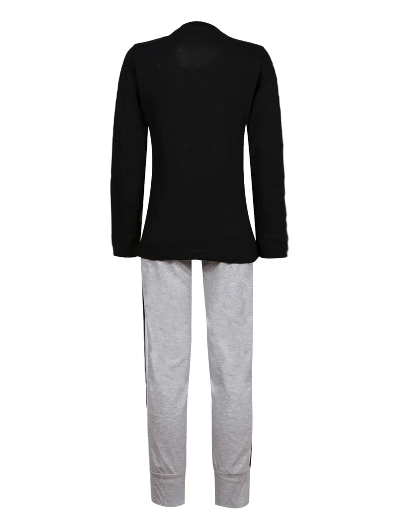 Pigiama donna lungo in cotone - nero