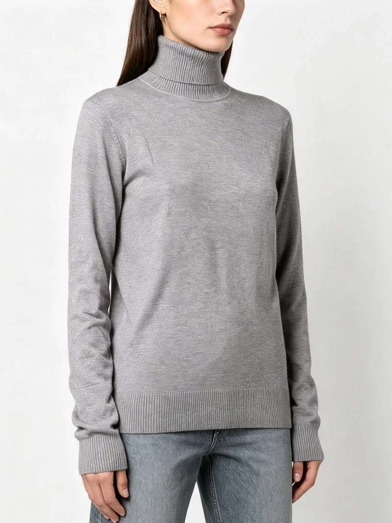 Maglia dolcevita donna in tinta unita - grigio