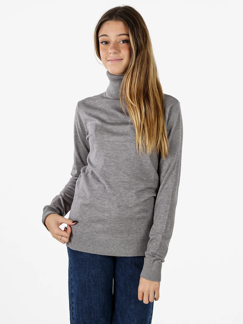 Maglia dolcevita donna in tinta unita - grigio