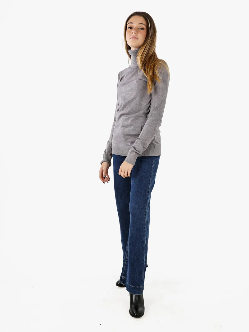 Maglia dolcevita donna in tinta unita - grigio