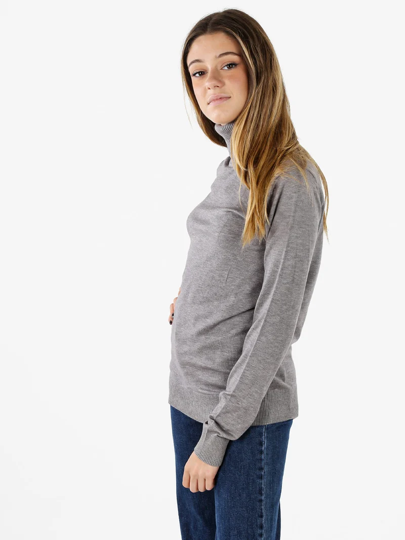 Maglia dolcevita donna in tinta unita - grigio